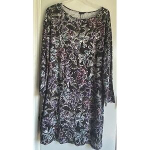 J. Jill Whatever Collection Brown Floral Shirt Dress Size 2x